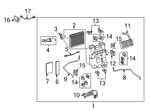 2016 Lexus LS600h Heater Core & Control Valve Heater Water Pump Assembly Diagram for 87200-50010