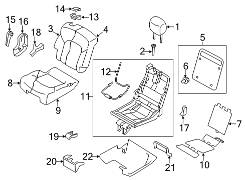 2020 Infiniti QX80 Heated Seats Heater Unit Assy-Rear Seat Back Diagram for H8635-1A65B