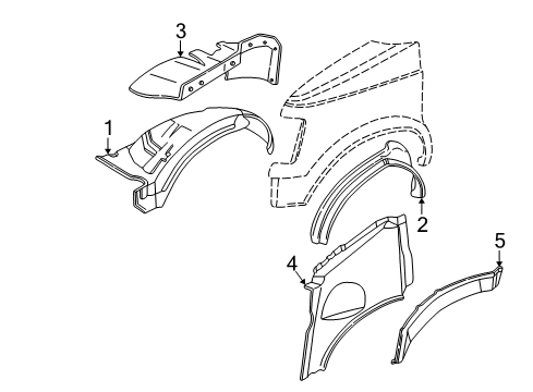 1993 GMC Safari Structural Components & Rails Shield Asm-Front Wheelhouse Panel Splash Diagram for 15688338