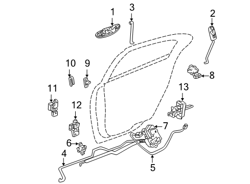 2001 Chrysler 300M Door & Components Rear Door Latch Diagram for 4574023AF