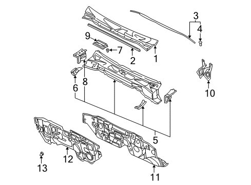 2002 Nissan Pathfinder Cowl Dash-Lower Diagram for 67300-5W930