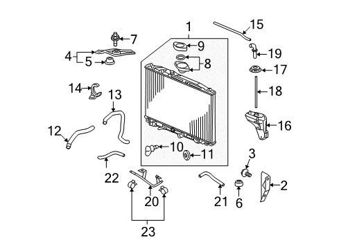 2005 Acura RL Radiator & Components Bracket, Passenger Side Radiator Mounting (Upper) Diagram for 74171-SJA-A00