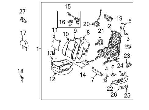 2012 Toyota RAV4 Front Seat Components Adjust Cover Diagram for 71875-42050-B0