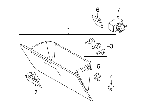 2009 Ford F-350 Super Duty Glove Box Glove Box Assembly Diagram for 8C3Z-2506024-AB
