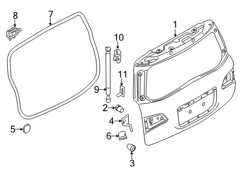 2012 Infiniti QX56 Lift Gate Door - Back Diagram for K010M-1LAMA