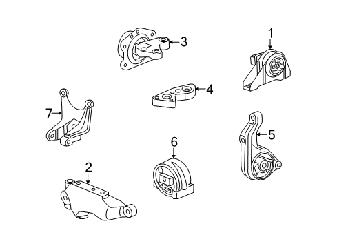 2008 Saturn Vue Engine & Trans Mounting Mount Asm, Trans Diagram for 15239920