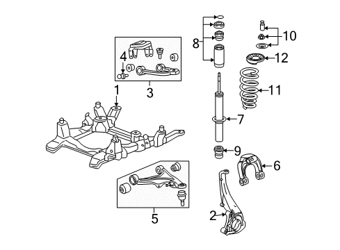 2005 Cadillac STS Front Suspension Components, Lower Control Arm, Upper Control Arm, Ride Control, Stabilizer Bar Strut Diagram for 25766003