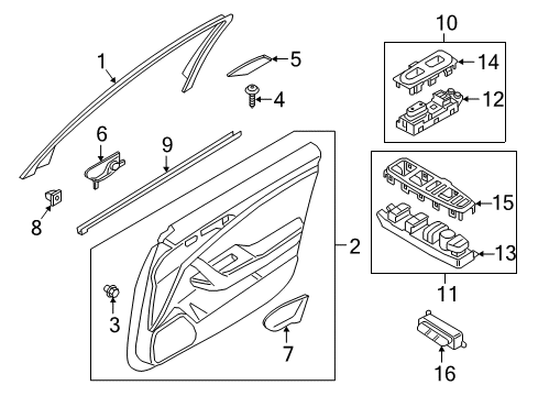 2021 Kia Stinger Front Door Bezel-Power Window Main Diagram for 93572J5000CA