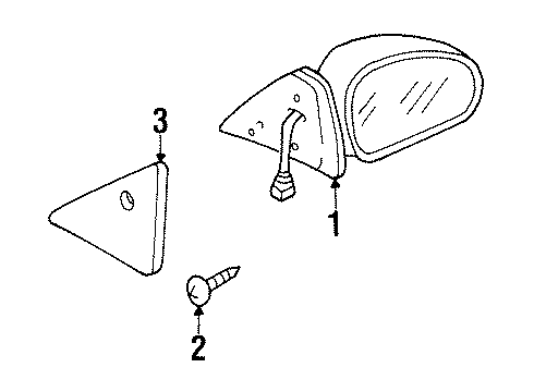 1998 Mercury Tracer Outside Mirrors Mirror Outside Diagram for F7CZ-17682-BA