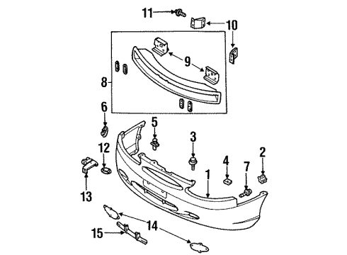 1999 Ford Escort Front Bumper Grille Diagram for F7CZ-17B968-AA
