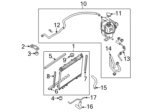 2013 Nissan Frontier Radiator & Components Clip Wiring Harness Diagram for 24225-89960