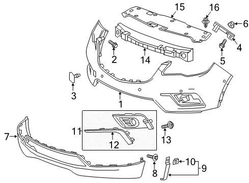 2017 Buick Envision Front Bumper Fog Lamp Bezel Diagram for 23377237