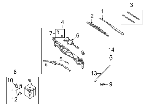 2000 Nissan Quest Wiper & Washer Components Wiper Blade Refill Diagram for B8891-56030