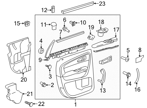 2015 Chevrolet Traverse Interior Trim - Rear Door Cover-Rear Side Door Inside Handle Bezel Finish *Ebony Diagram for 25815883