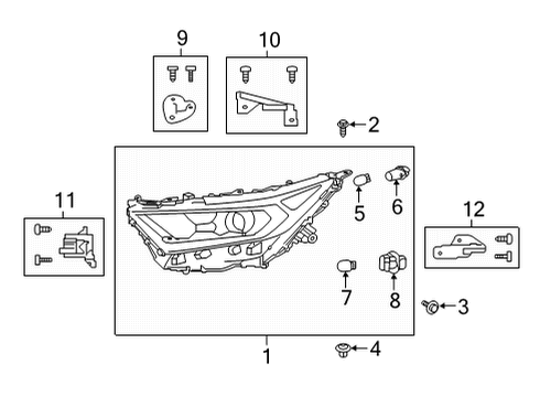 2020 Toyota RAV4 Bulbs Headlamp Assembly Diagram for 81150-0R162