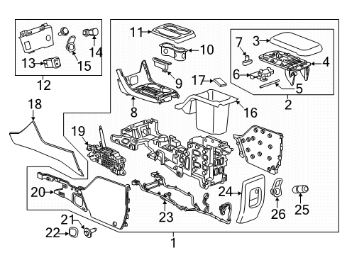 2018 GMC Canyon Center Console Console Assembly Diagram for 23302242