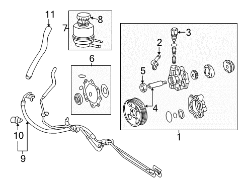 2005 Toyota Tundra P/S Pump & Hoses, Steering Gear & Linkage Reservoir Hose Diagram for 44348-0C030