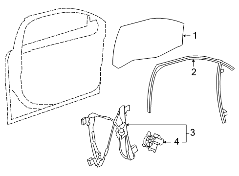 2012 Chevrolet Cruze Front Door Run Weatherstrip Diagram for 95321657