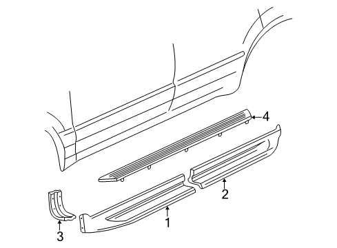 1995 Ford Explorer Exterior Trim - Pillars, Rocker & Floor Pad Diagram for F57Z7813213AAA
