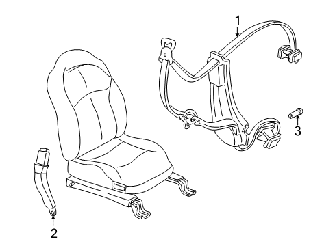 2001 Chevrolet Corvette Seat Belt Anchor Plate Diagram for 10403689