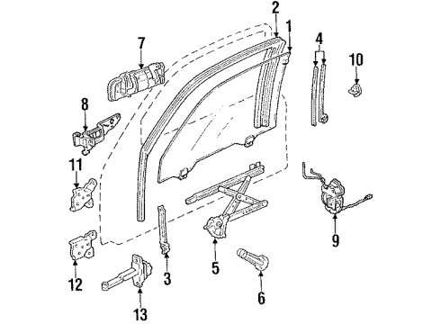 1990 Honda Accord Front Door Sash, L. FR. Door (Lower) Diagram for 72270-SM2-013