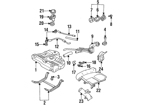 1996 Mercury Tracer Fuel System Components Filler Pipe Diagram for F3CZ-9034-B
