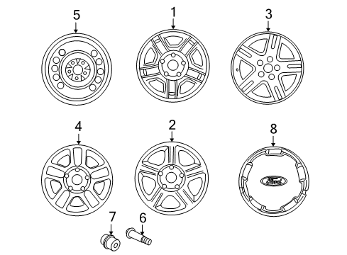 2005 Ford Escape Wheels, Covers & Trim Wheel, Alloy Diagram for 5M6Z-1007-AA