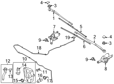 2017 Ford Escape Wiper & Washer Components Washer Hose Diagram for GJ5Z-17A605-A