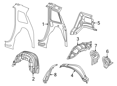 2014 Dodge Durango Inner Structure - Quarter Panel SILENCER-WHEELHOUSE Inner Diagram for 68369750AC