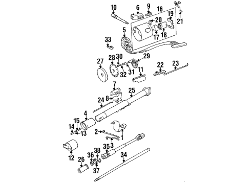 1994 Jeep Cherokee Steering Column & Wheel, Steering Gear & Linkage, Housing & Components, Shaft & Internal Components, Shroud, Switches & Levers Column Steering Diagram for 52078609