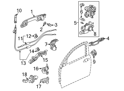 2006 Honda Accord Front Door Cable, Right Rear Inside Handle Diagram for 72631-SDC-A02