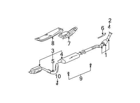 2002 Chevrolet Trailblazer Exhaust Components Tailpipe Diagram for 19149459