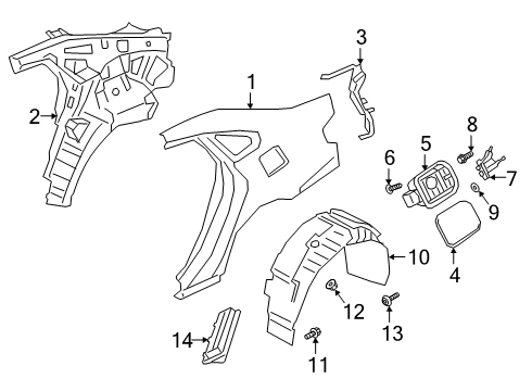 2019 Kia K900 Quarter Panel & Components Housing-Fuel Filler Diagram for 81595J6000