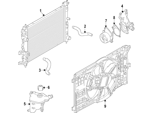 2019 Infiniti QX50 Cooling System, Radiator, Water Pump, Cooling Fan Motor & Fan Assy-W/Shroud Diagram for 21481-5NA0A