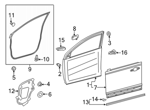 2022 Toyota Corolla Cross Door & Components Door Weatherstrip Diagram for 67862-0A050