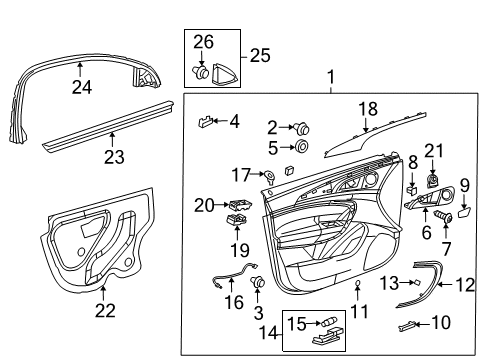 2012 Buick Regal Interior Trim - Front Door Trim Cover Clip Diagram for 90459628