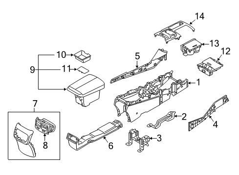 2016 Kia K900 Center Console Cup Holder Assembly Diagram for 846703T400KHE