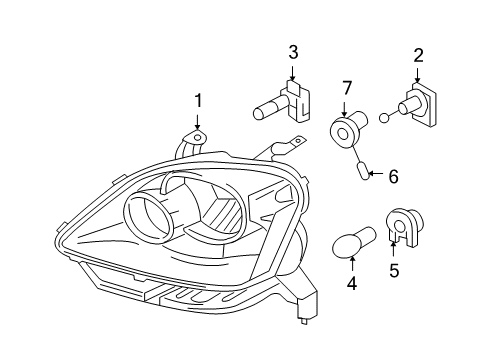 2006 Ford Five Hundred Bulbs Composite Headlamp Diagram for 6G1Z-13008-B