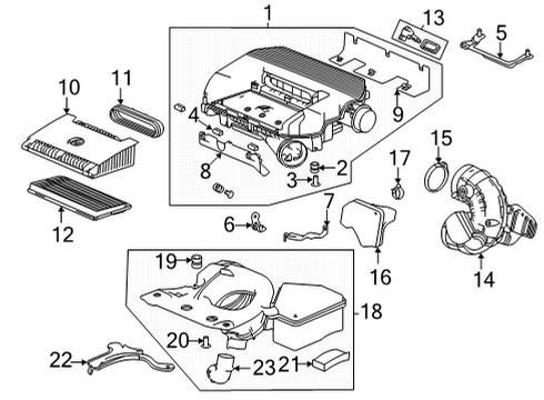 2022 Acura MDX Air Intake Heat Shield, Front Diagram for 17255-61A-A00