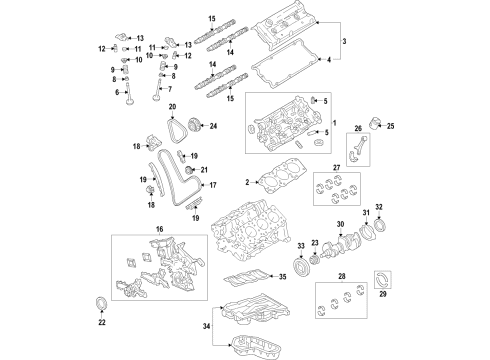 2021 Lexus RX350L Engine Parts, Mounts, Cylinder Head & Valves, Camshaft & Timing, Variable Valve Timing, Oil Cooler, Oil Pan, Oil Pump, Crankshaft & Bearings, Pistons, Rings & Bearings Piston Sub-Assembly, W/P Diagram for 13301-31101-A0