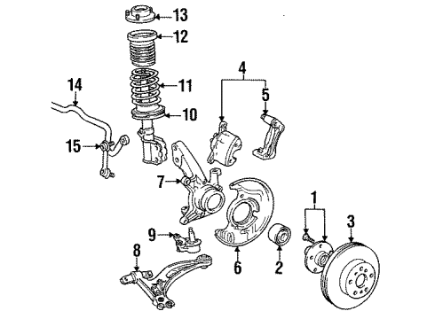 1993 Lexus ES300 Front Suspension Components, Lower Control Arm, Stabilizer Bar Spring, Coil, Front Diagram for 48131-33290