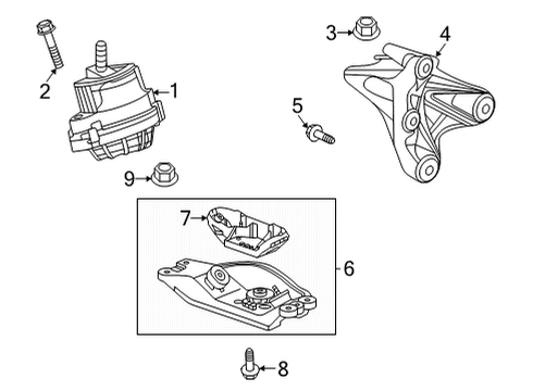 2022 Cadillac CT4 Engine & Trans Mounting Transmission Mount Diagram for 84978588