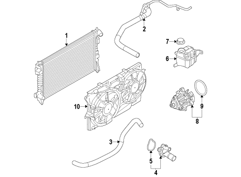 2017 Ford Special Service Police Sedan Cooling System, Radiator, Water Pump, Cooling Fan Fan Assembly Diagram for DG1Z-8C607-J