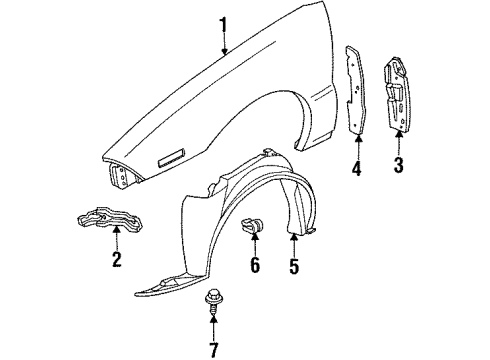 1998 Oldsmobile Achieva Fender & Components Panel-Front Wheelhouse Diagram for 22654585