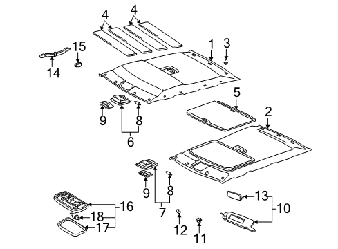 1997 Lexus ES300 Interior Trim - Roof Box Assy, Roof Console Diagram for 63660-AA011-A0