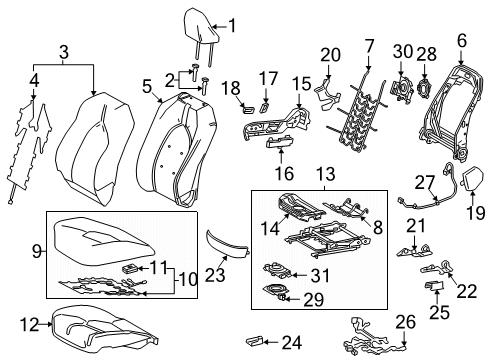 2020 Toyota Camry Passenger Seat Components Seat Adjuster Diagram for 71610-06630