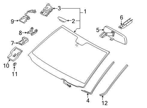 2015 Toyota Sequoia Windshield Glass, Reveal Moldings Windshield Diagram for 56101-0C081