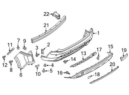 2021 Nissan Rogue Bumper & Components - Rear Clip Diagram for 62699-3JV0A