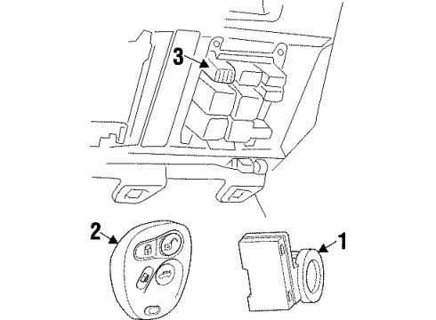 1997 Cadillac Catera Alarm System, Daytime Running Lamp Components Receiver, Remote Control Door Lock Diagram for 9352690