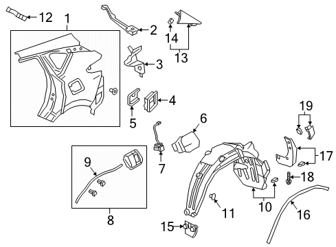 2021 Acura RDX Quarter Panel & Components, Exterior Trim Lid Complete Diagram for 63910-TJB-A00ZZ